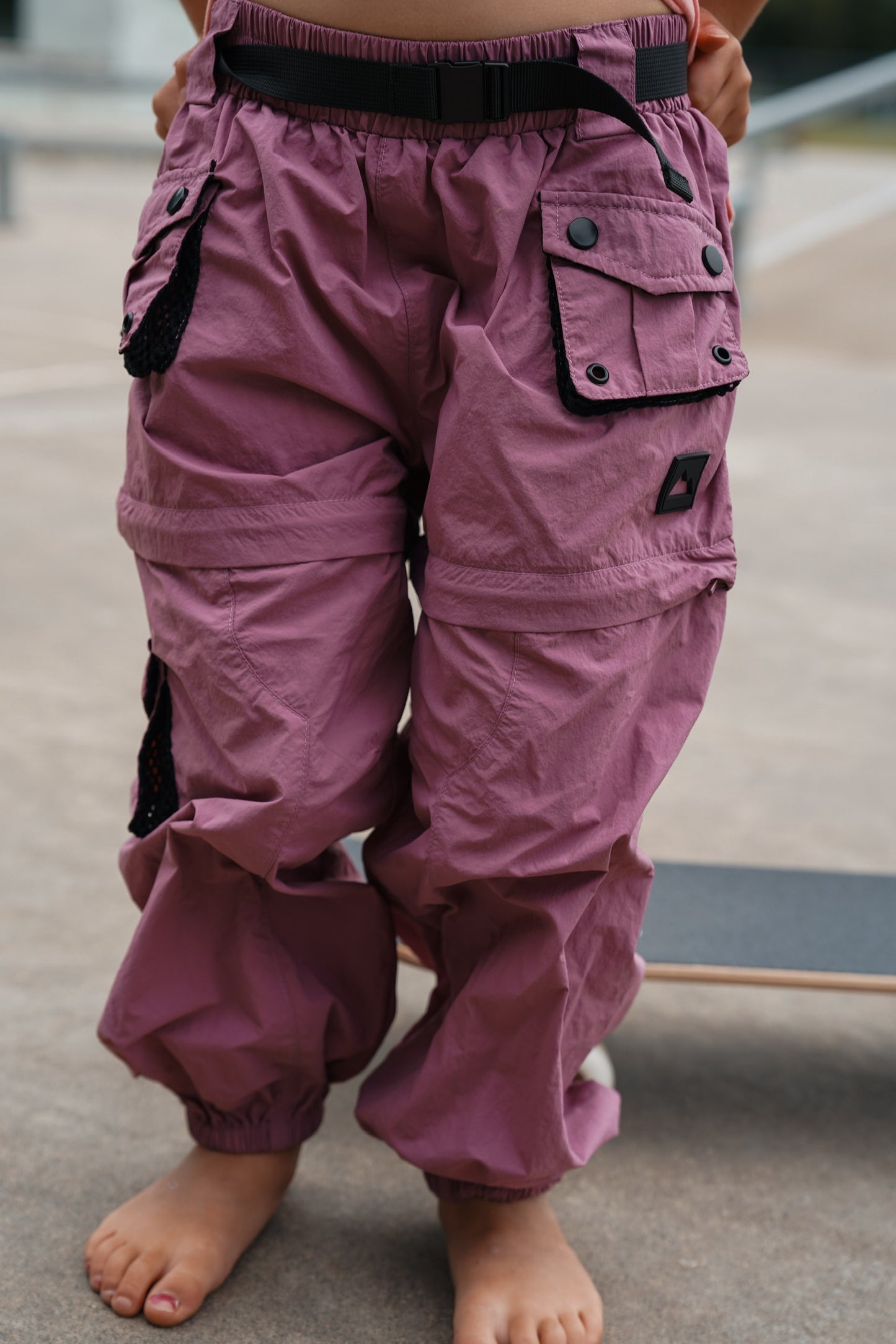 Burgundy Kids Zip-Off Pants