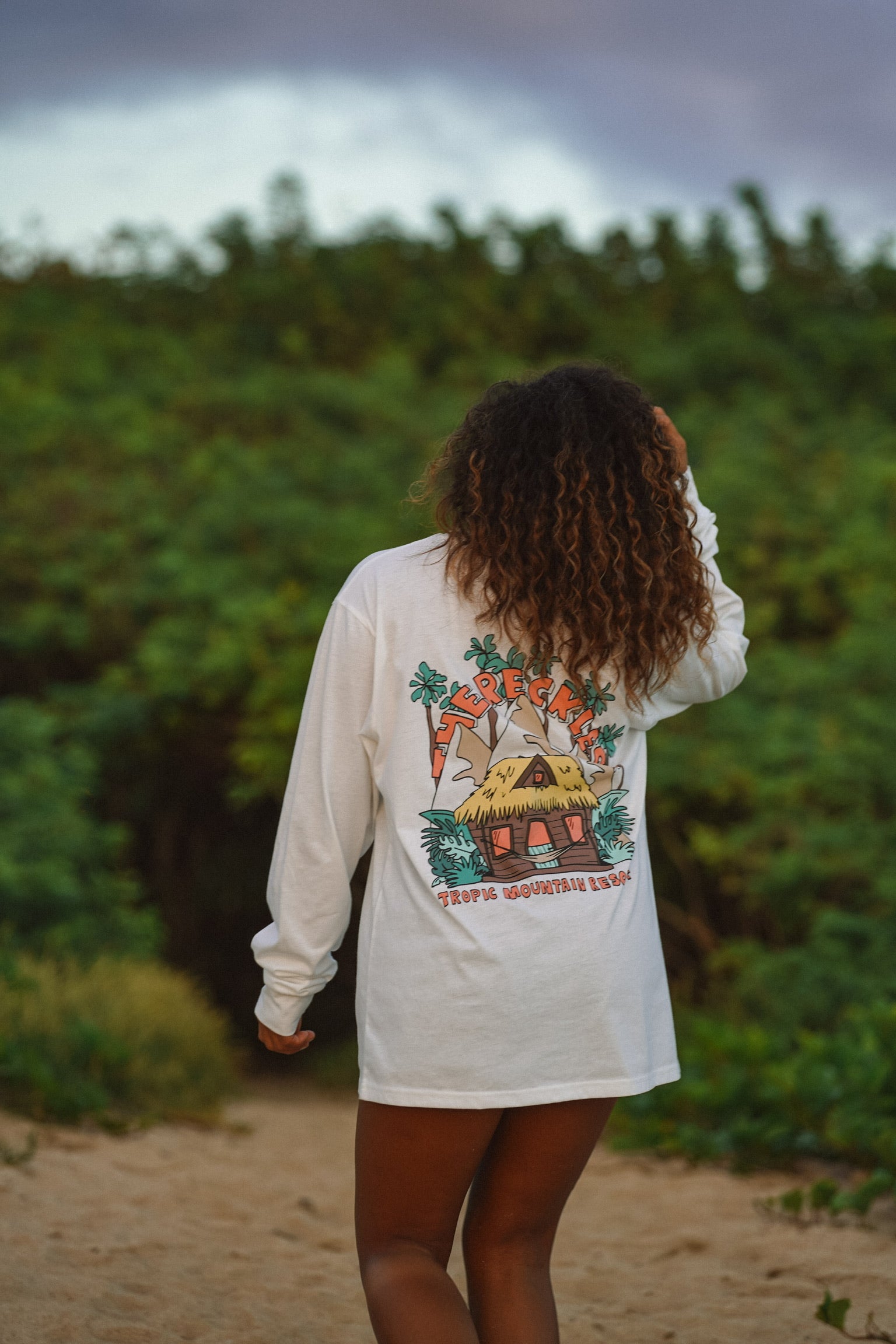 Womens Double Horsemen Long Sleeve T-Shirt Cuban Sand
