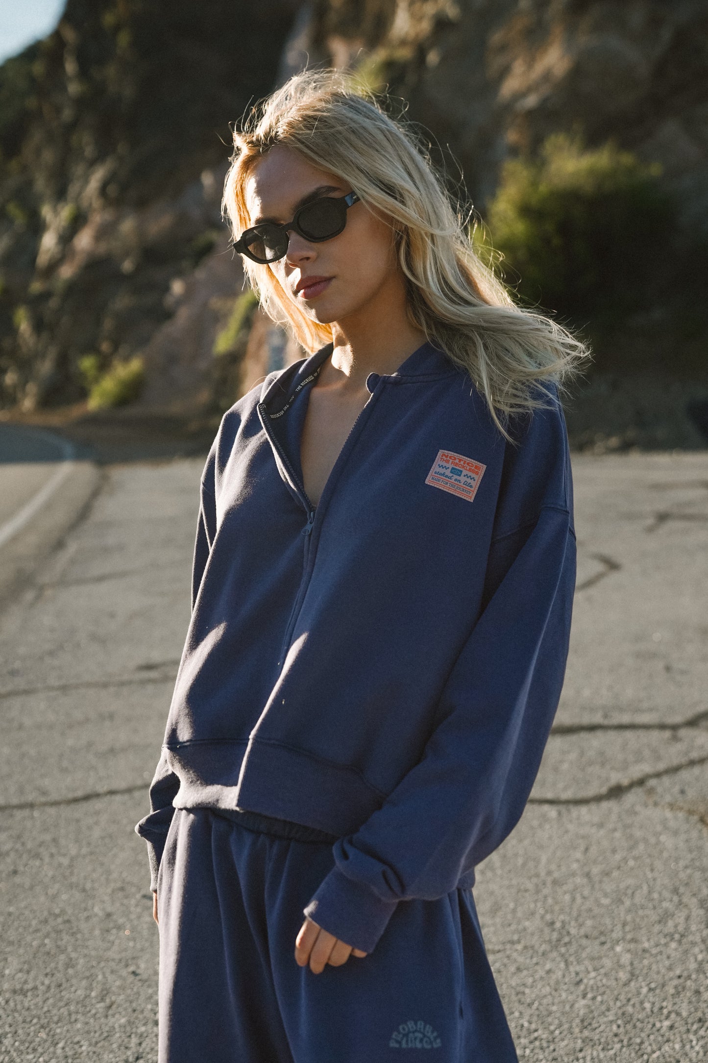 Probably Late Cropped Zip Hoodie