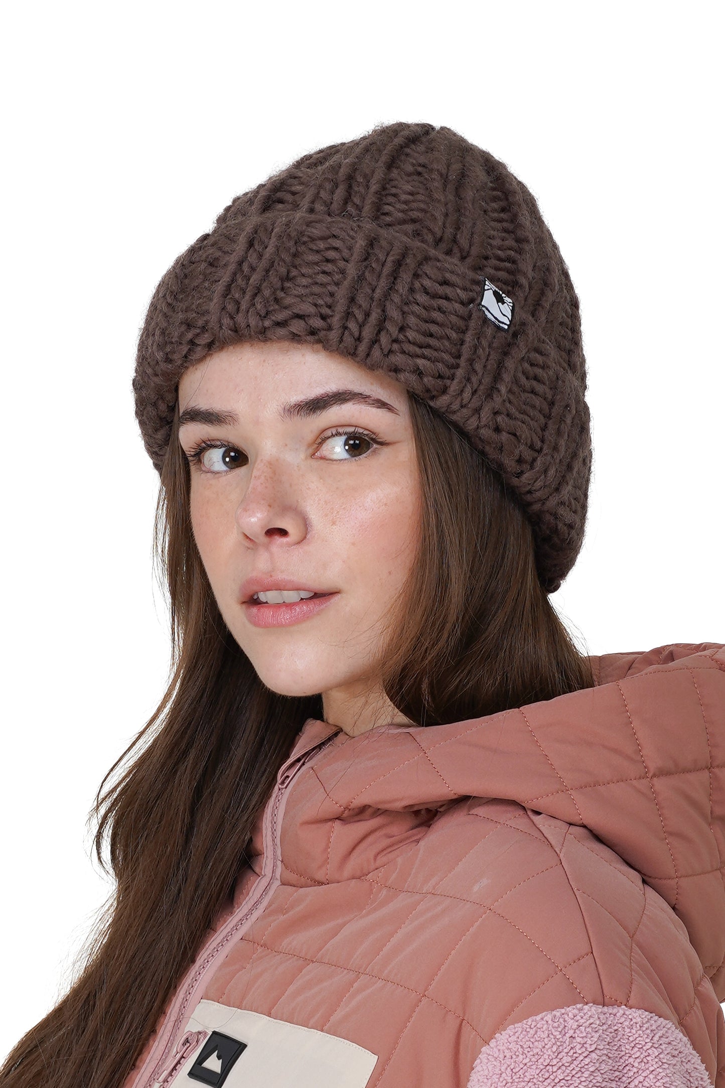 Chocolate Hand Knit Ribbed Beanie