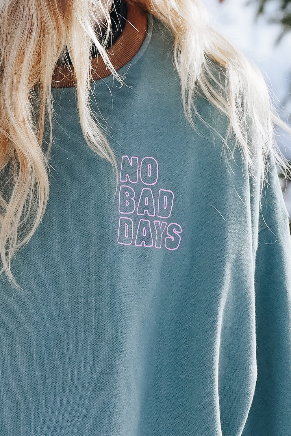 No Bad Days Cropped Long Sleeve - Teal