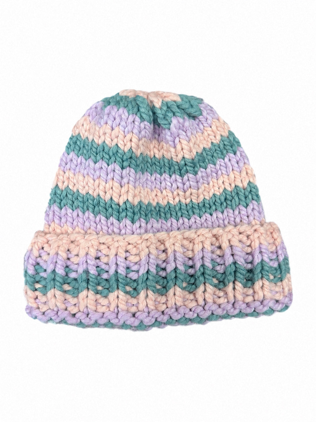 Hand Knit Striped Beanie