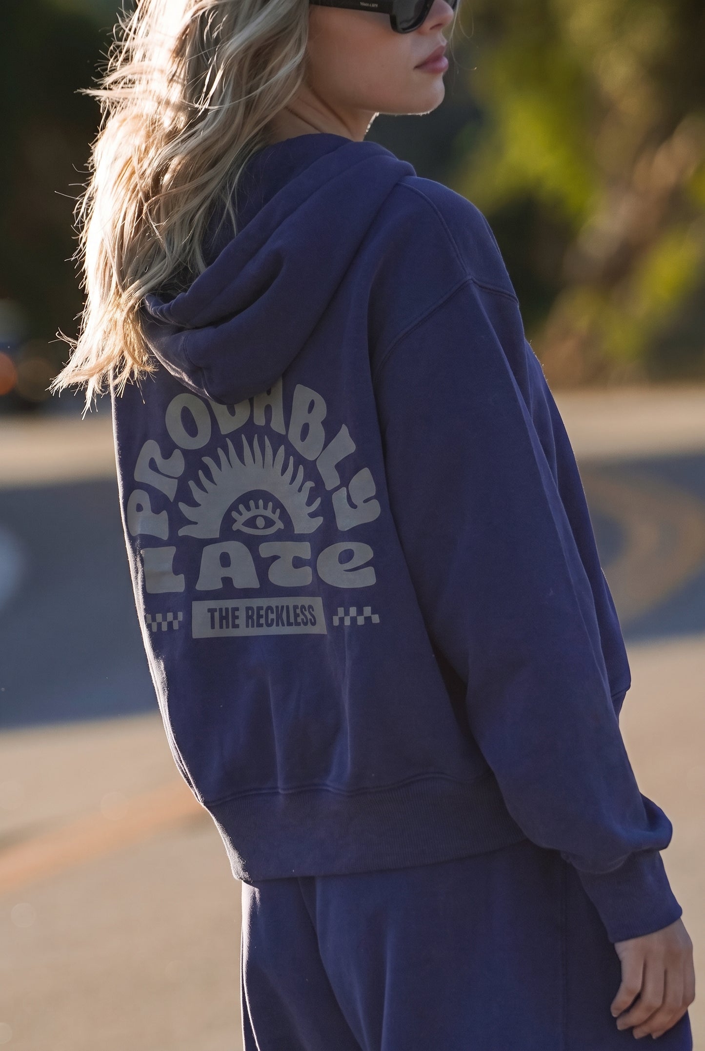 Probably Late Cropped Zip Hoodie