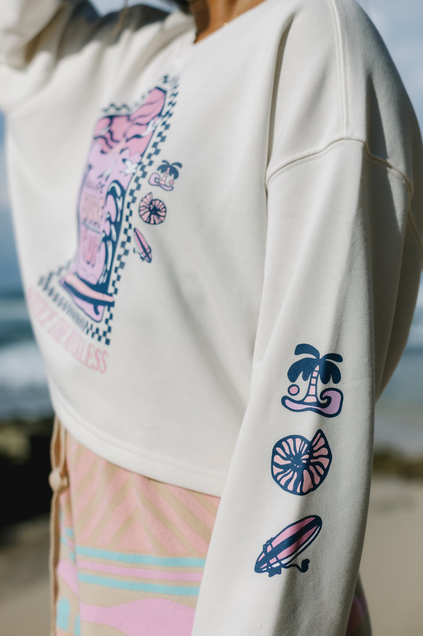 Off white cotton boho top with cropped fit styled for fresh mountain air and slow adventure days