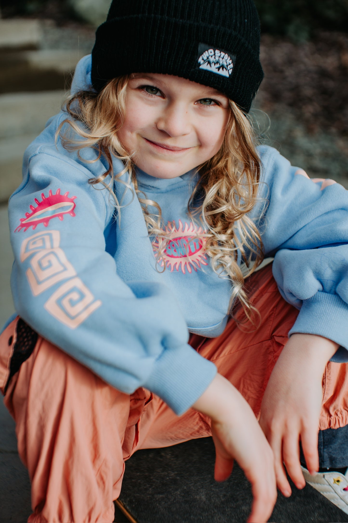 Send It kids hoodie in cotton with blue color and front, sleeve, and back prints
