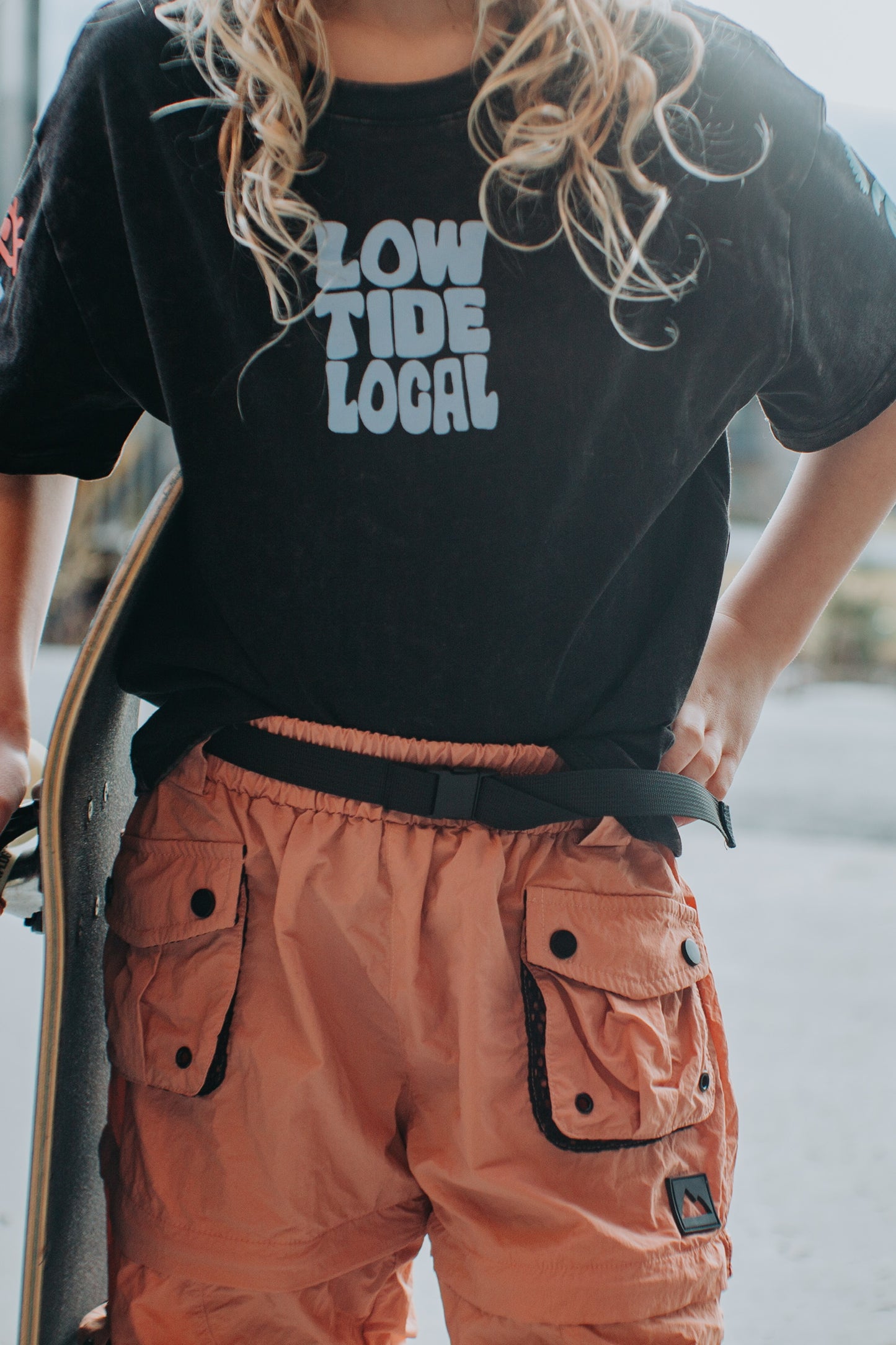 Kids dusty coral zip-off hiking pants convertible into shorts with cargo pockets