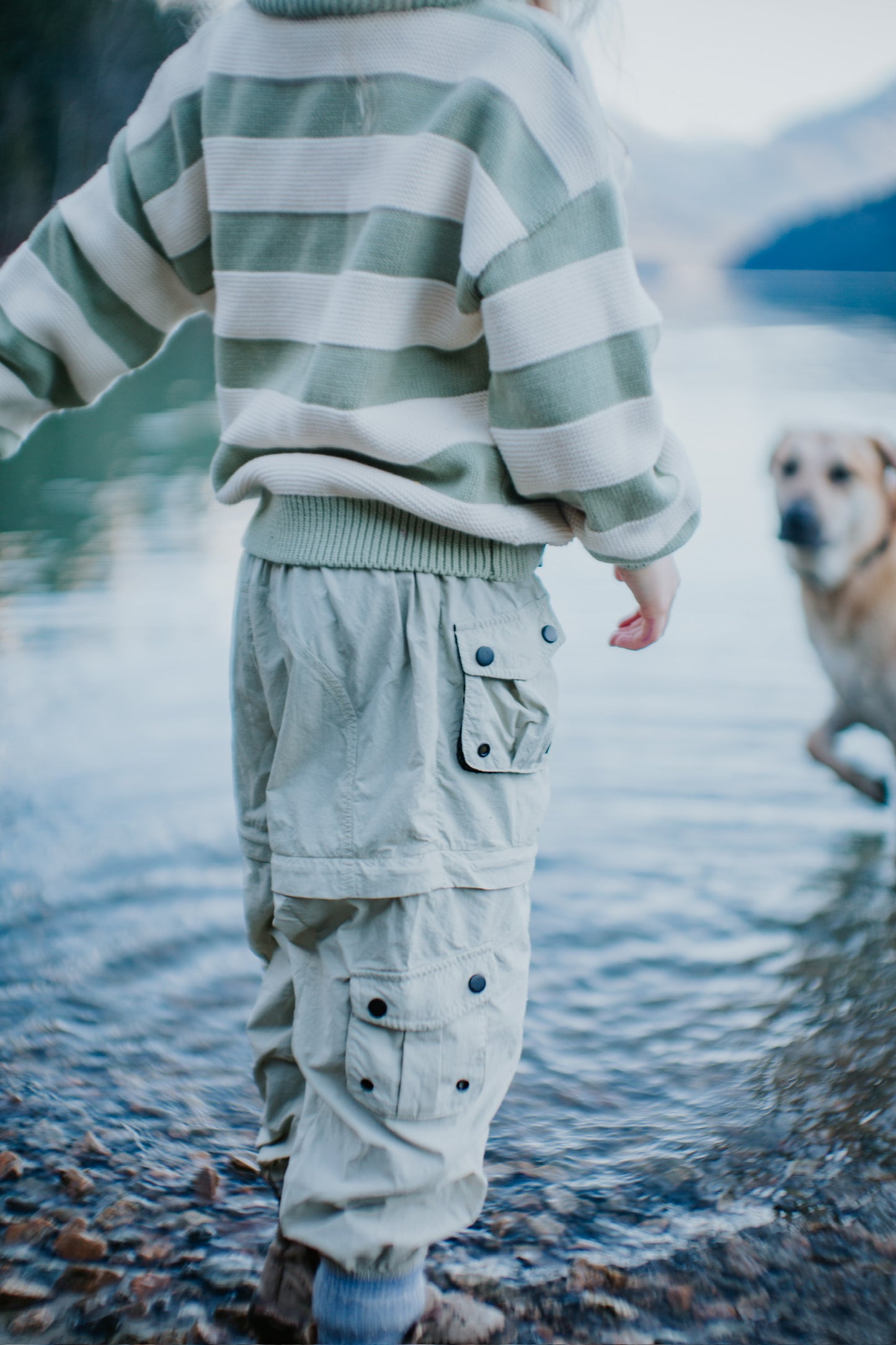 Sage zip-off cargo pants for kids with elastic waist and detachable legs that convert into shorts