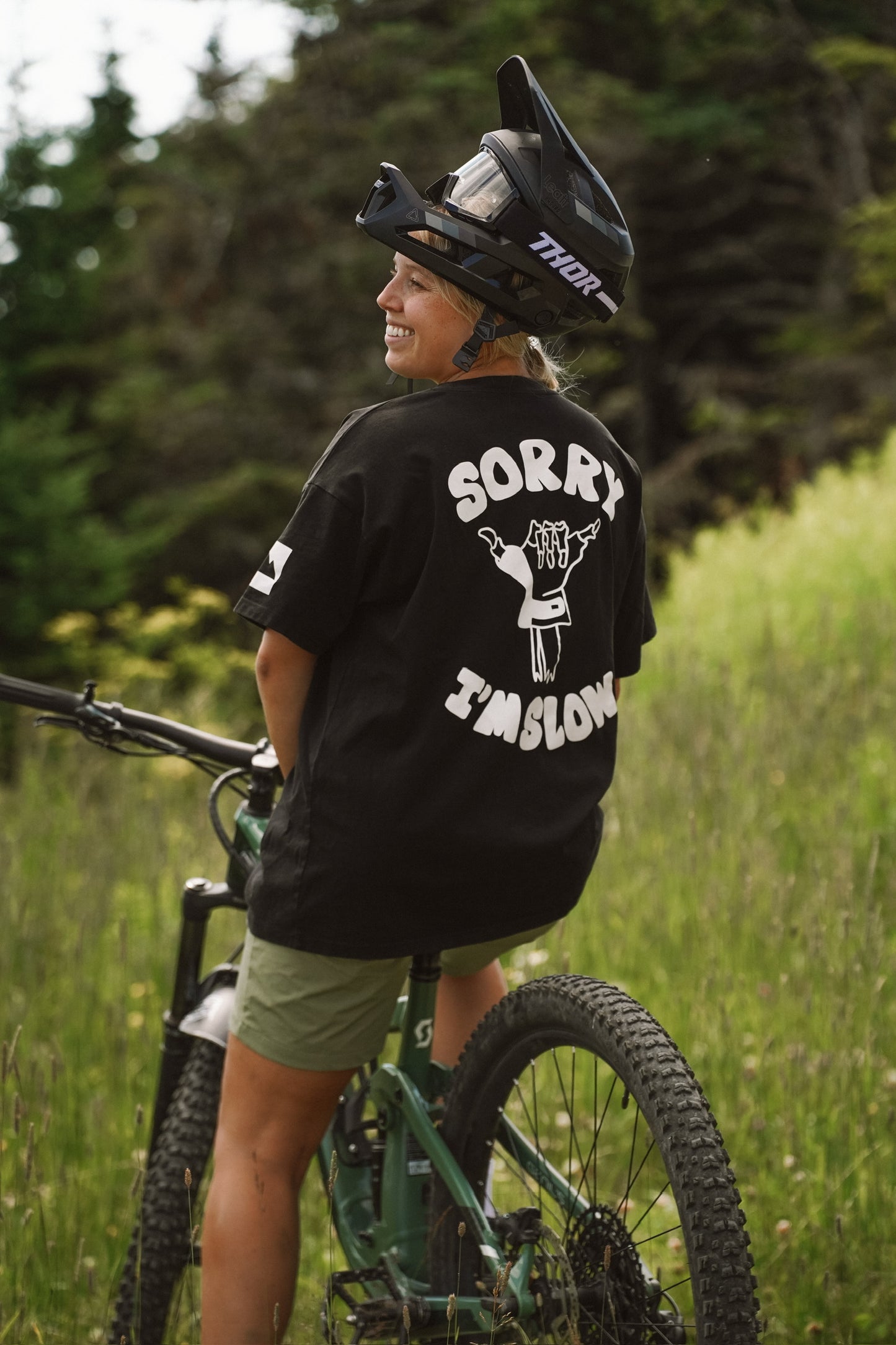 Washed black MTB cotton oversized tee with streetwear style and loose comfortable fit