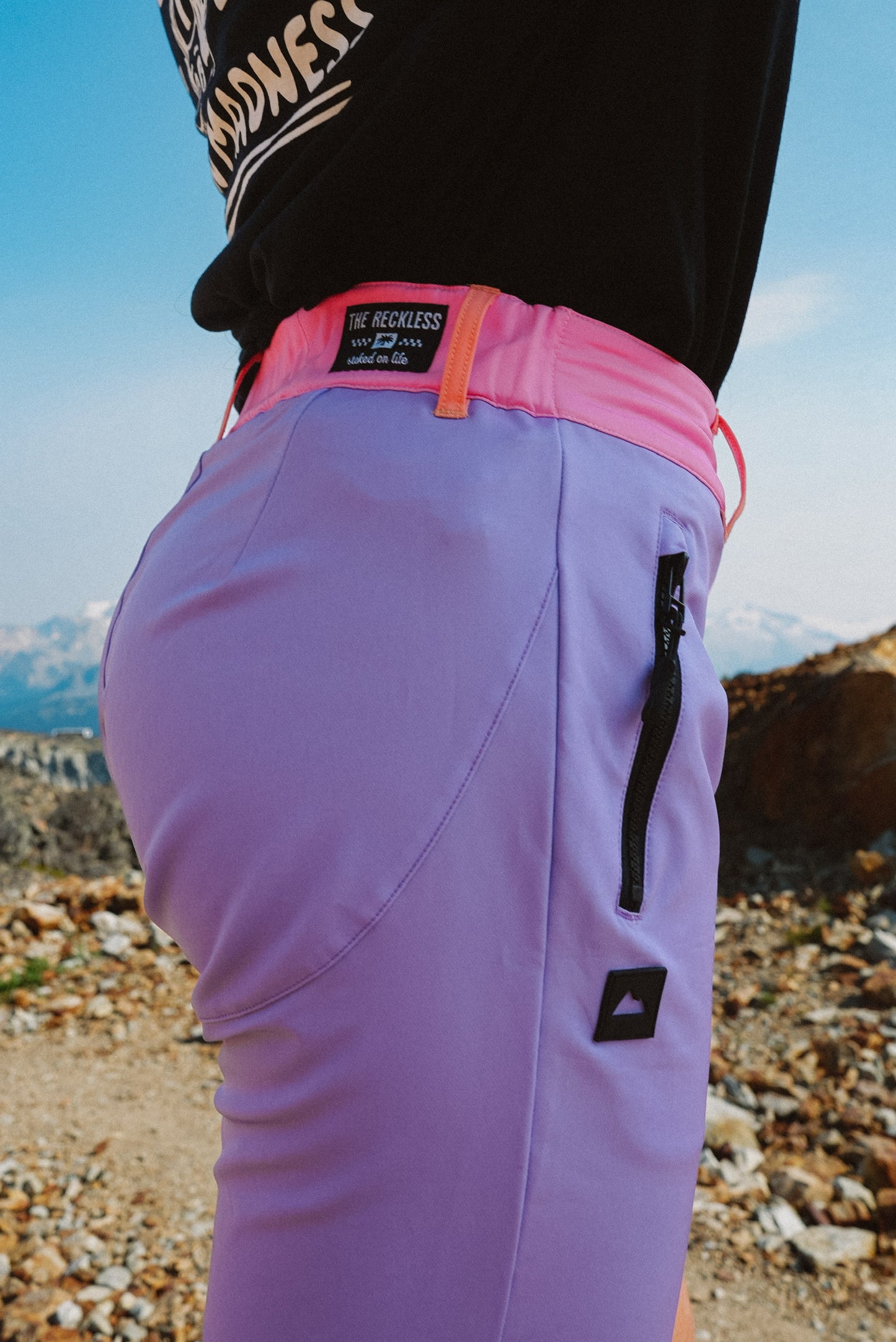 Women’s MTB shorts in purple with laser cut ventilation and lightweight breathable material