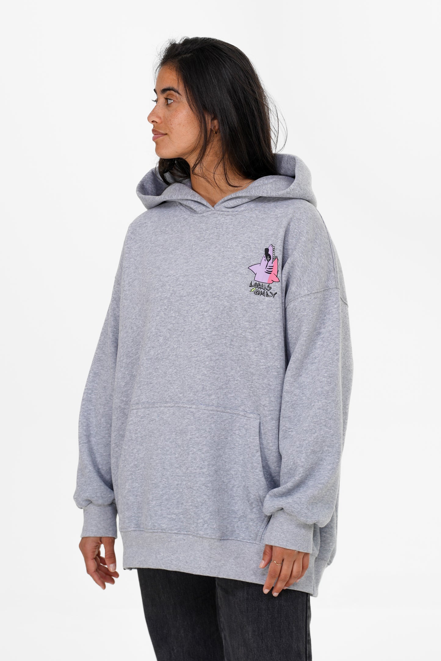 Comfortable cotton oversized hoodie with Locals Only print
