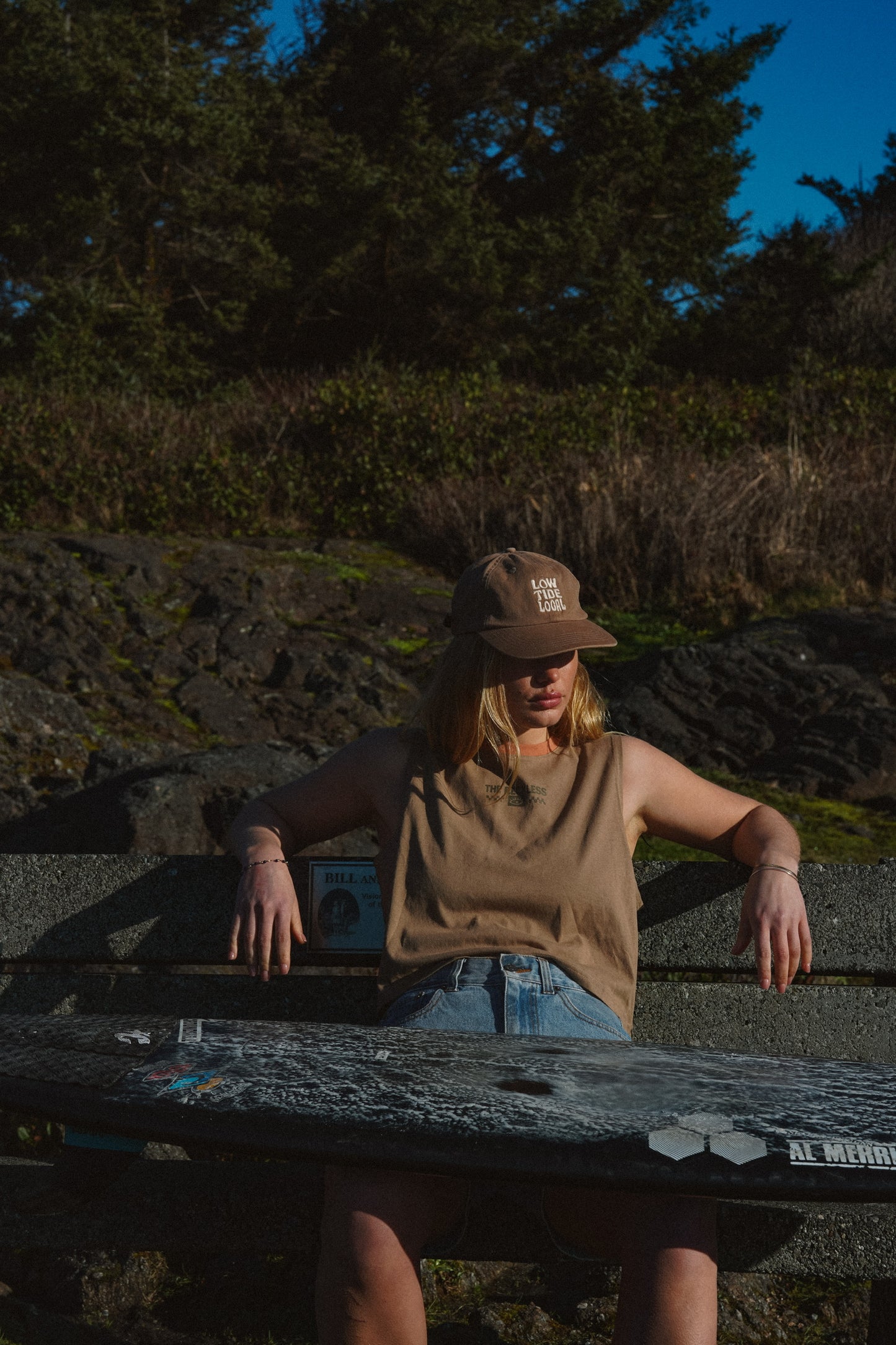 Brown cotton tank top with lightweight fabric and printed design