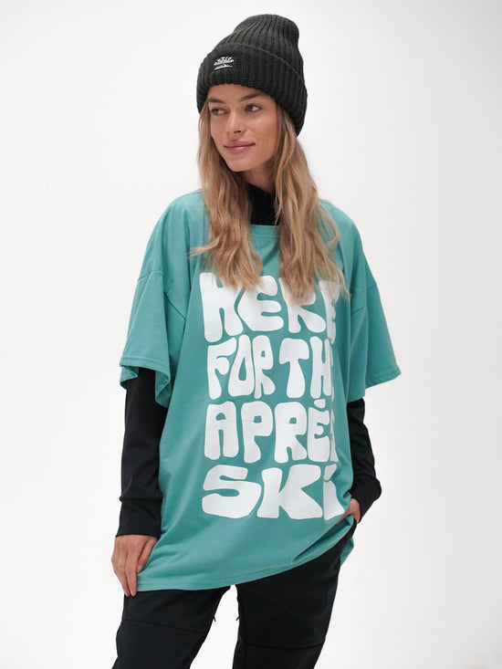 Here For The Après Ski Oversized Tee (Teal)
